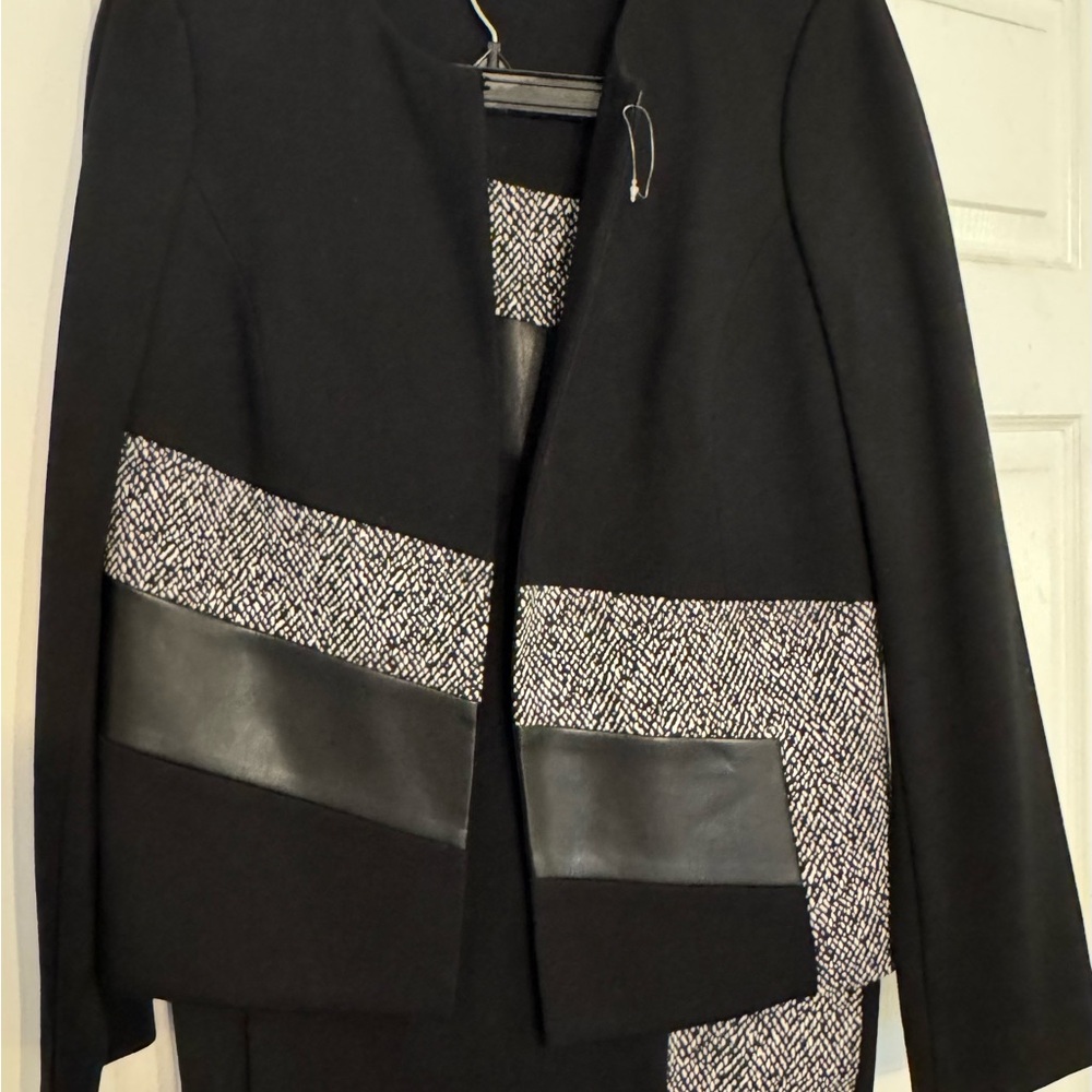Calvin Klein Black and Gray Blazer with Textured Stripes
